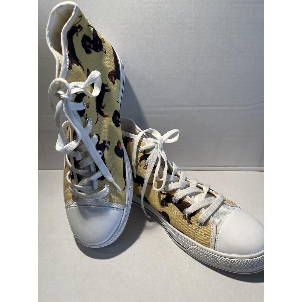 NEW Dachshund Hi Top Canvas Sneakers Women's Size 10 Men's Size 9